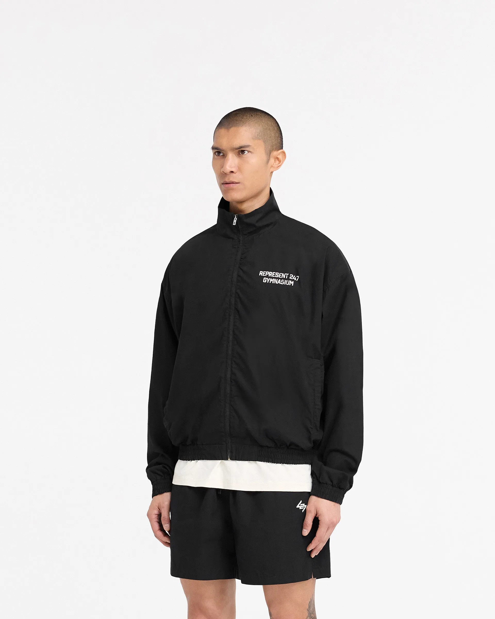 Zipper Closure System Fleece Inside 247 Represent Gymnasium Track Jacket - Off Black