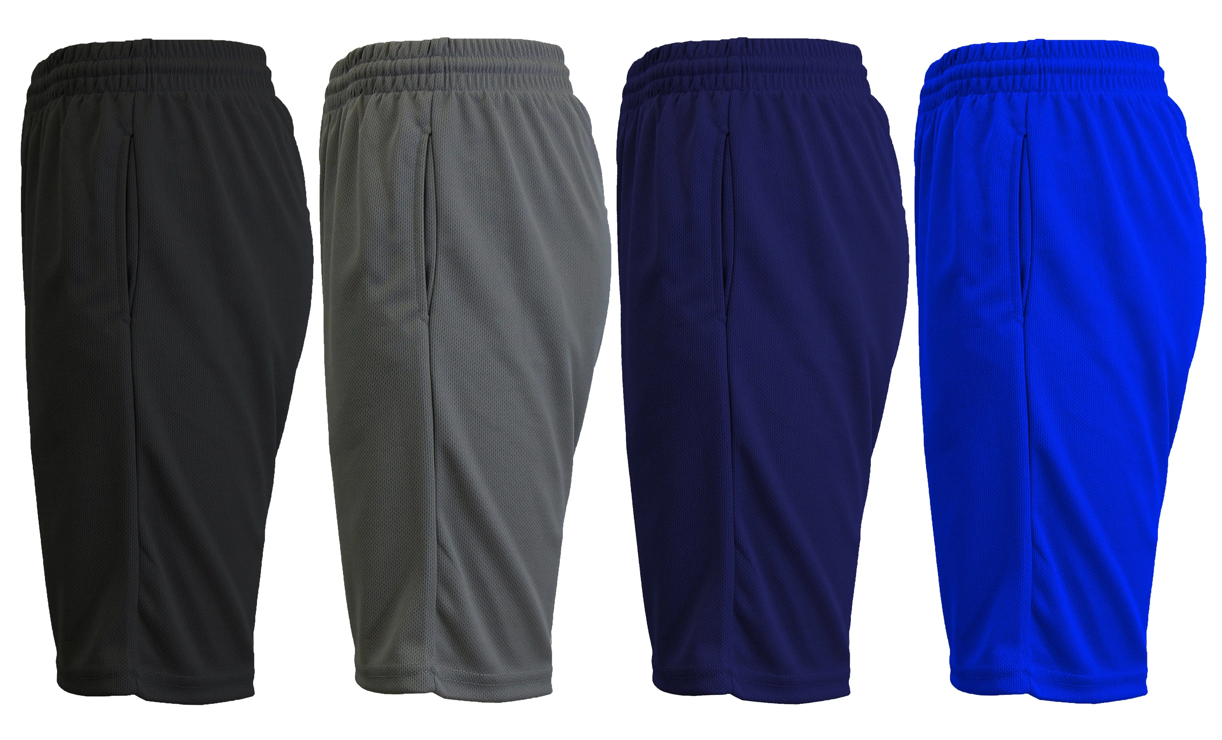 Performance Design Universal Attachment Points [4-PACK] Men's Solid Active Mesh Moisture Wicking Shorts