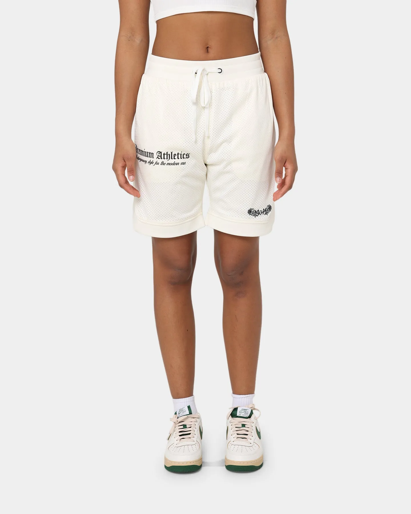 Unique Pattern Abrasion Resistant Surface 404 Premium Athletics Basketball Shorts Off White