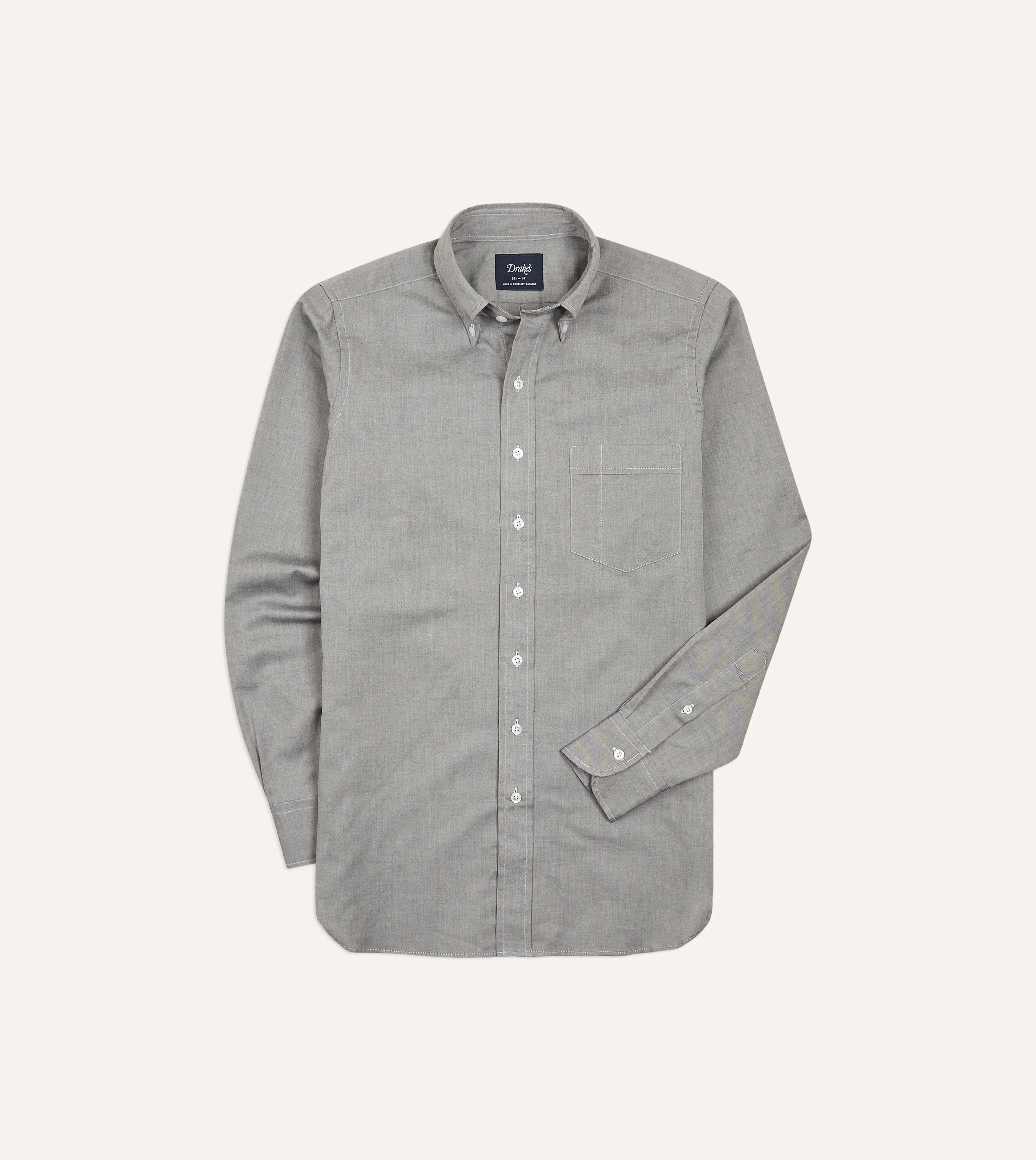 EcoFriendlyDyes Grey Pinpoint Oxford Cotton Cloth Button-Down Shirt