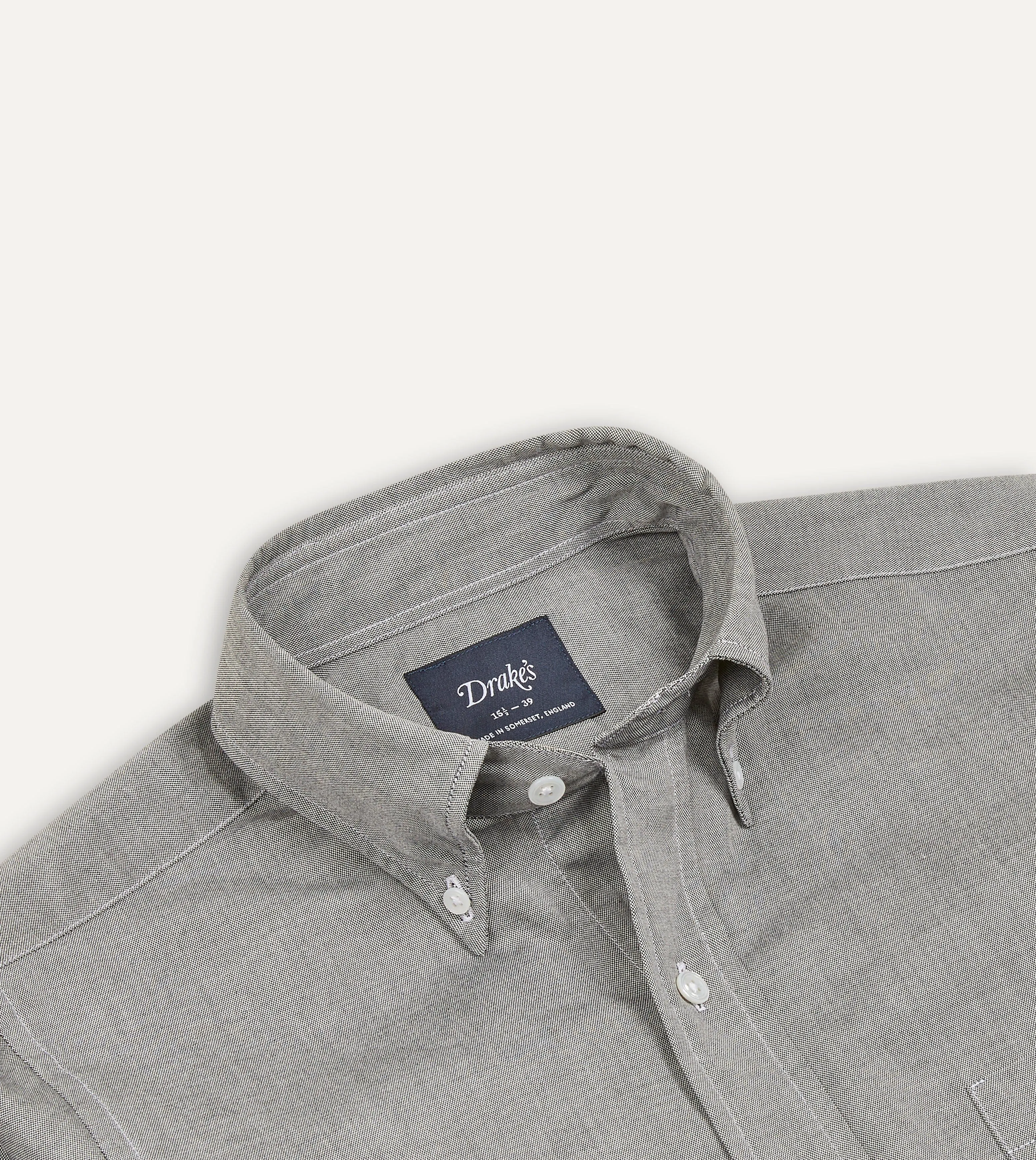 Grey Pinpoint Oxford Cotton Cloth Button-Down Shirt Solid color purity Cozy Design Fit