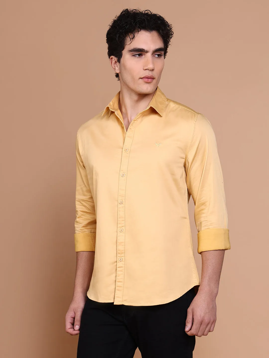 Meeting Ready Men's Mustard Solid Shirt