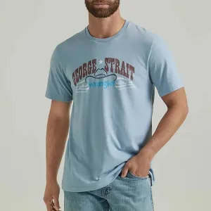 Minimalist Look Slim Silhouette Wrangler Men's George Strait Logo T-Shirt in Ashley Blue Heather