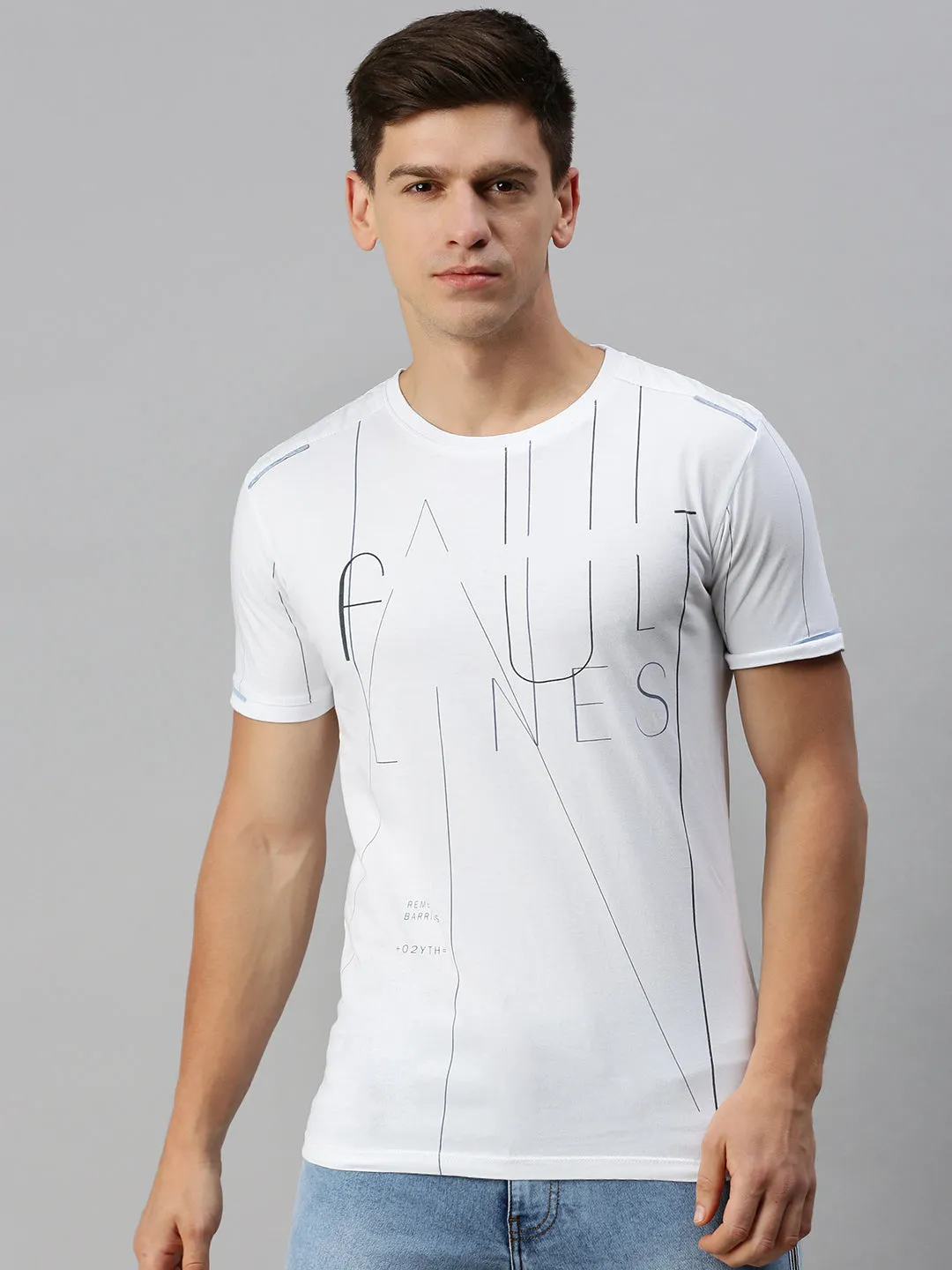 Men's White Typography Printed Regular Fit T-shirt product luxury indulgence product anti odor freshness