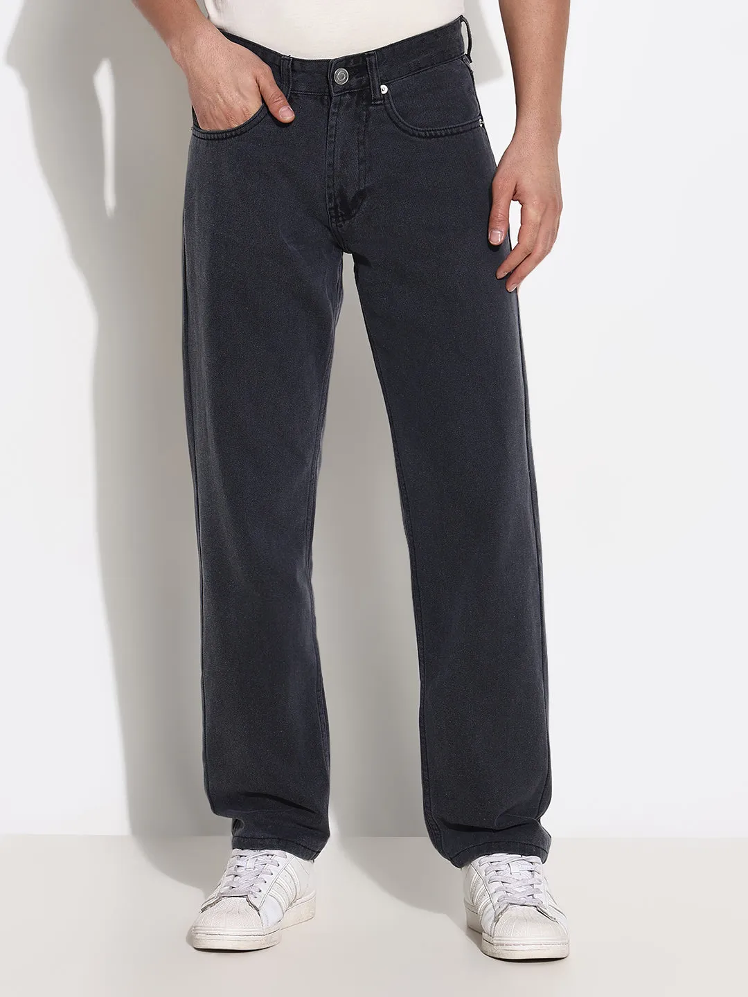 Go-To Basic Men's Grey Straight Fit Jeans