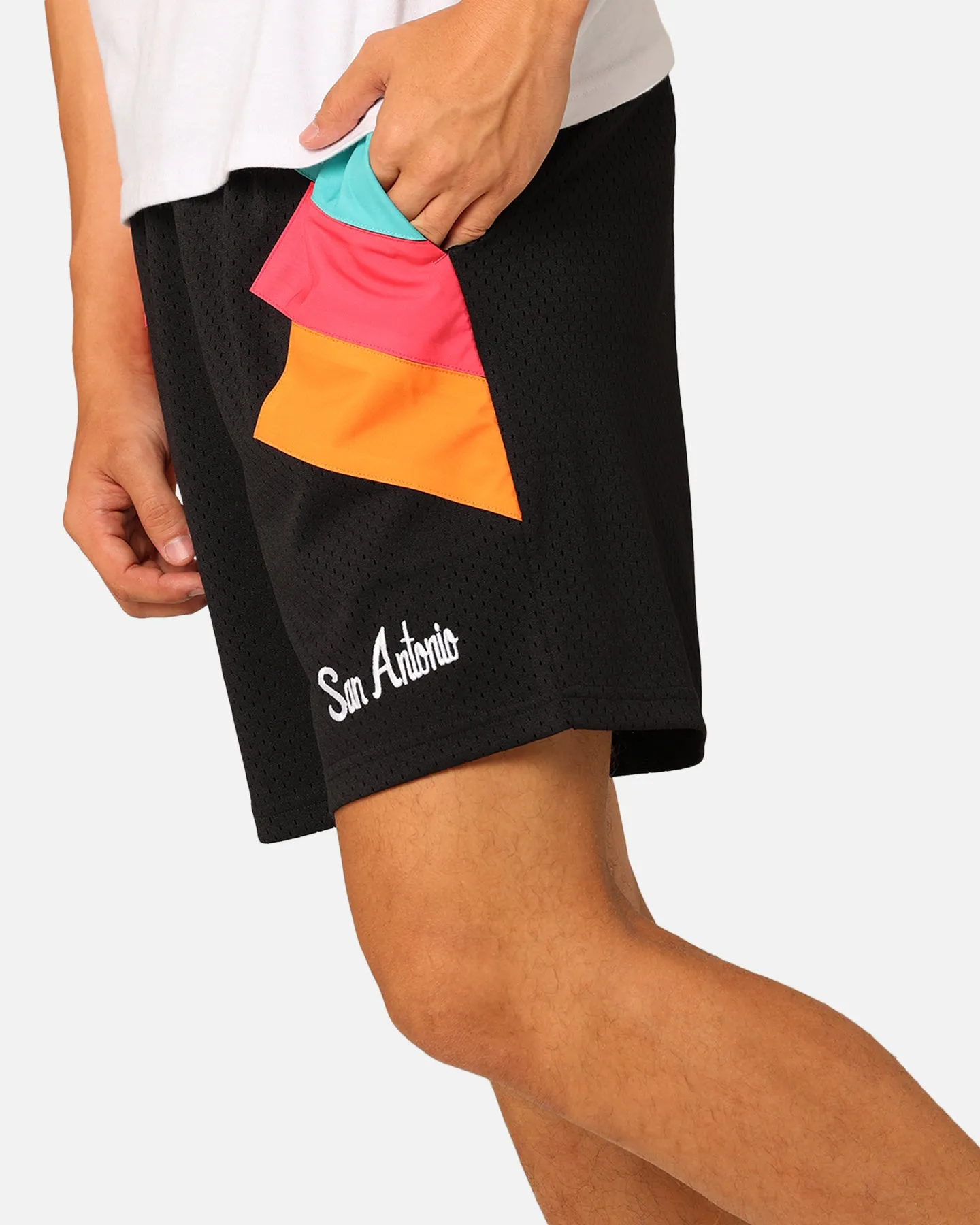 Mitchell & Ness San Antonio Spurs Wear Your Stripes Shorts Black Lightweight Shorts Tactile Feedback Loops