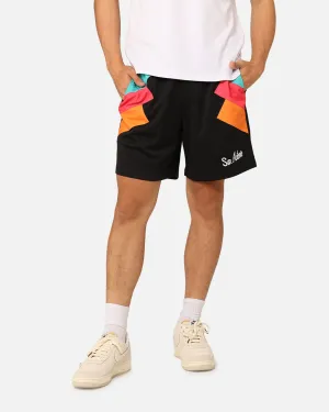 Mitchell & Ness San Antonio Spurs Wear Your Stripes Shorts Black Ripstop Material Casual Movement
