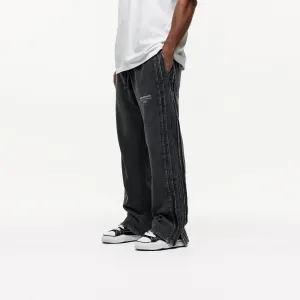 Partial Split Hem Washed Grey Sweatpants Quick Dry Fit Adaptable Design