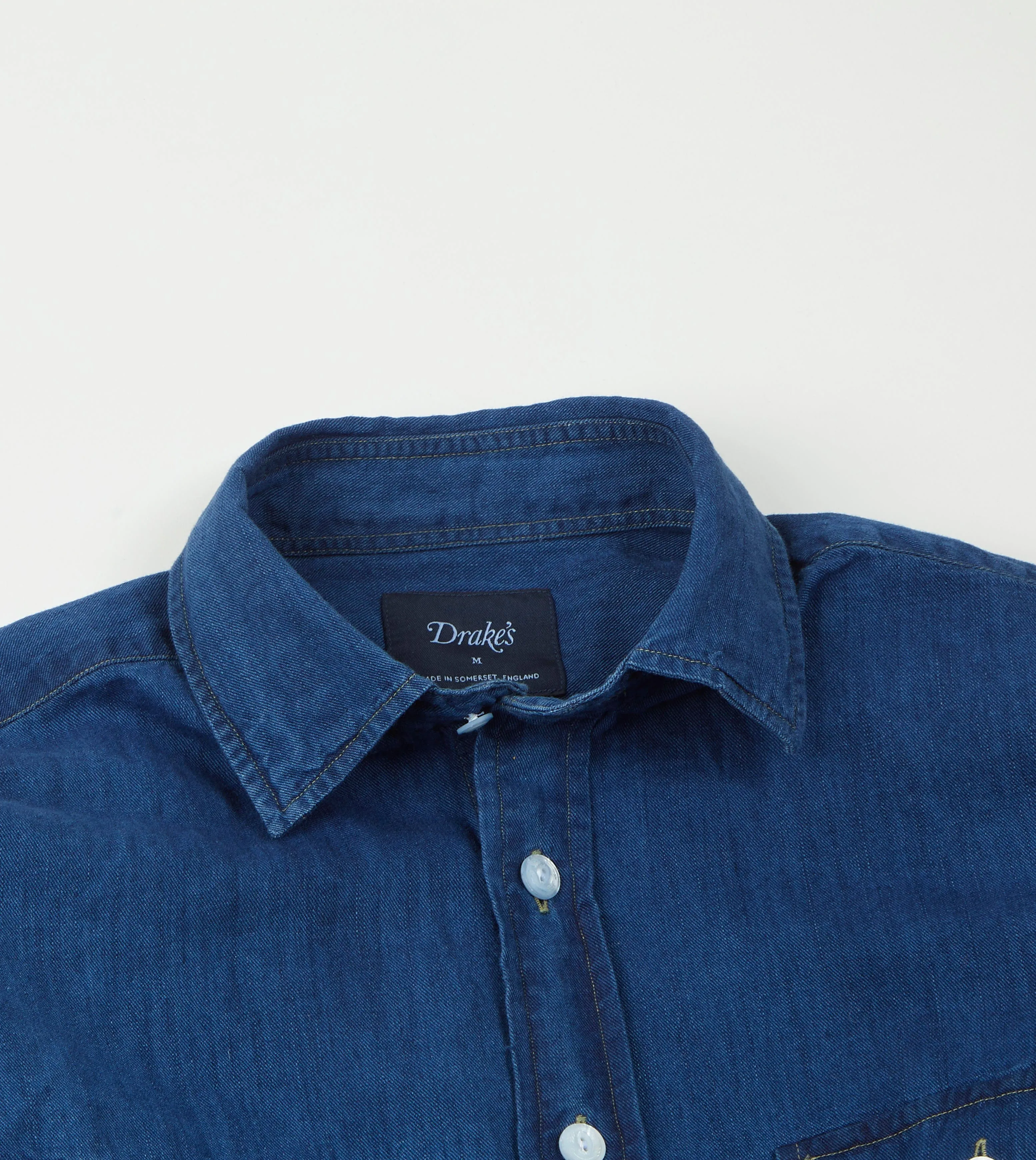 AllSeasonWear Blue Cotton Linen Two-Pocket Work Shirt