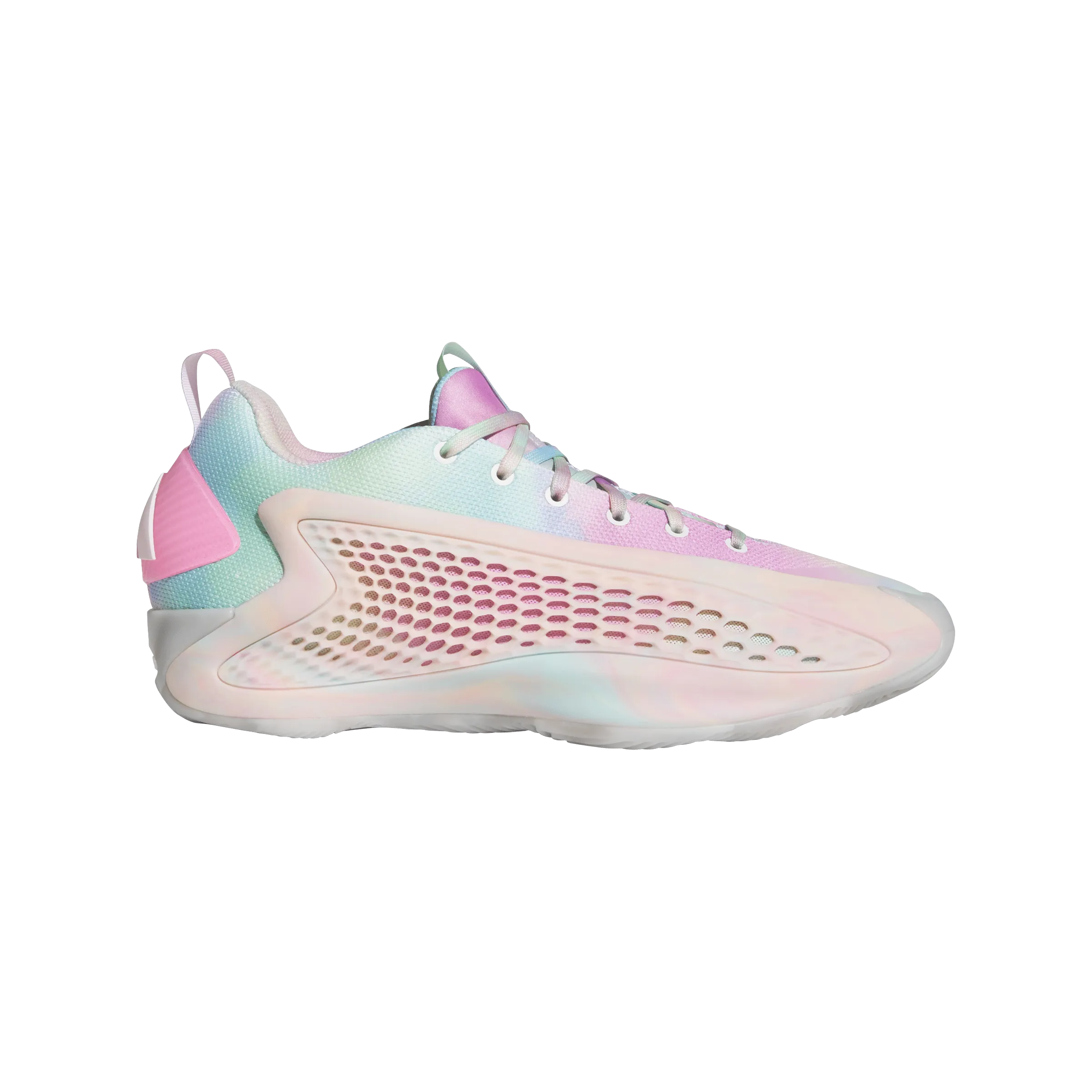 3D Knit Structure Shock Guard adidas ANTHONY EDWARDS 1 LOW Basketball Shoes | Cloud White-Acid Orange-Bliss Pink | Men's