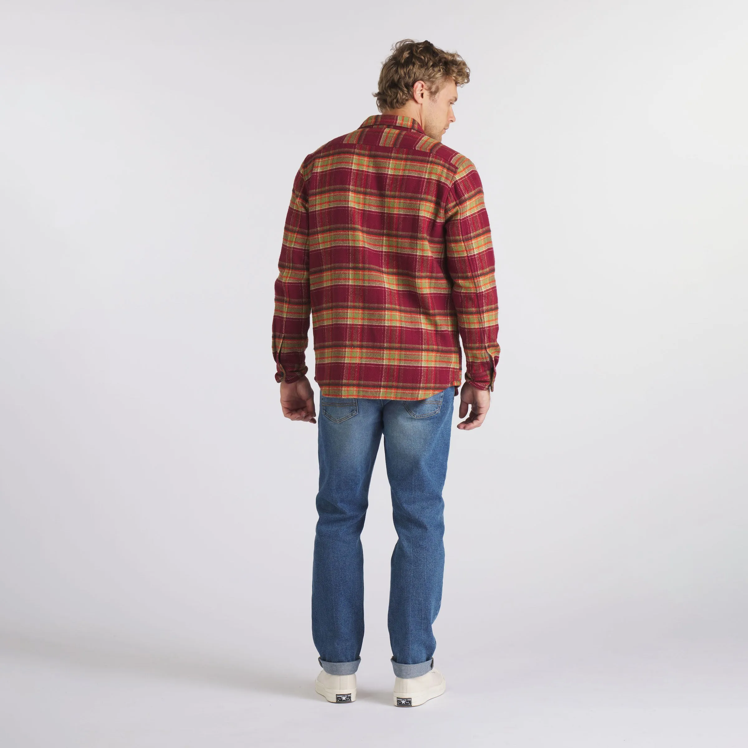 Stretch performance Adirondack Heritage Flannel - Burgundy Oil Green