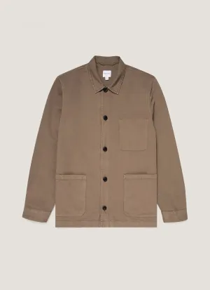 Men's Cotton Linen Twin Pocket Jacket in Dark Tan No Smell