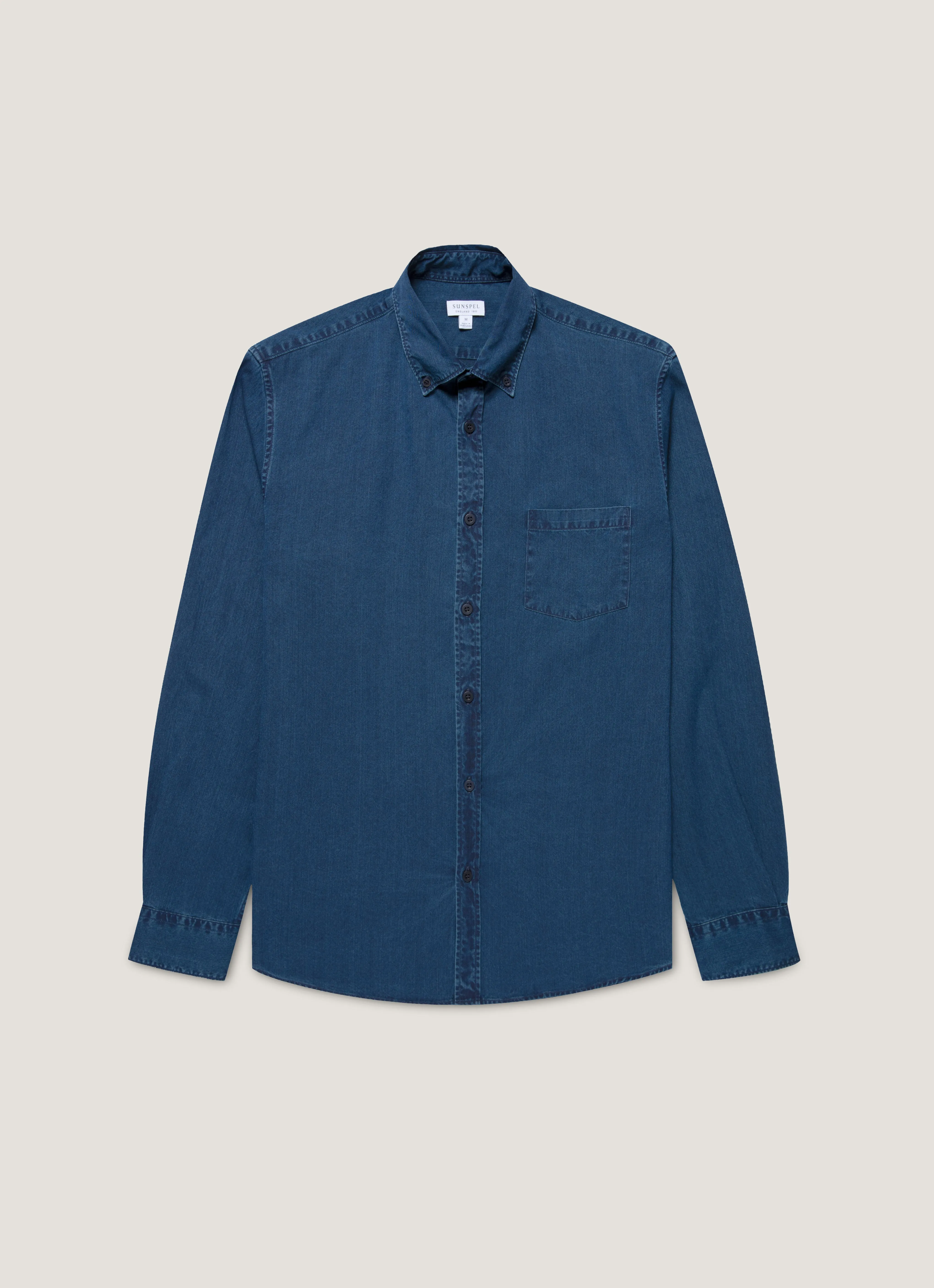 hypoallergenic material Men's Button Down Denim Shirt in Indigo