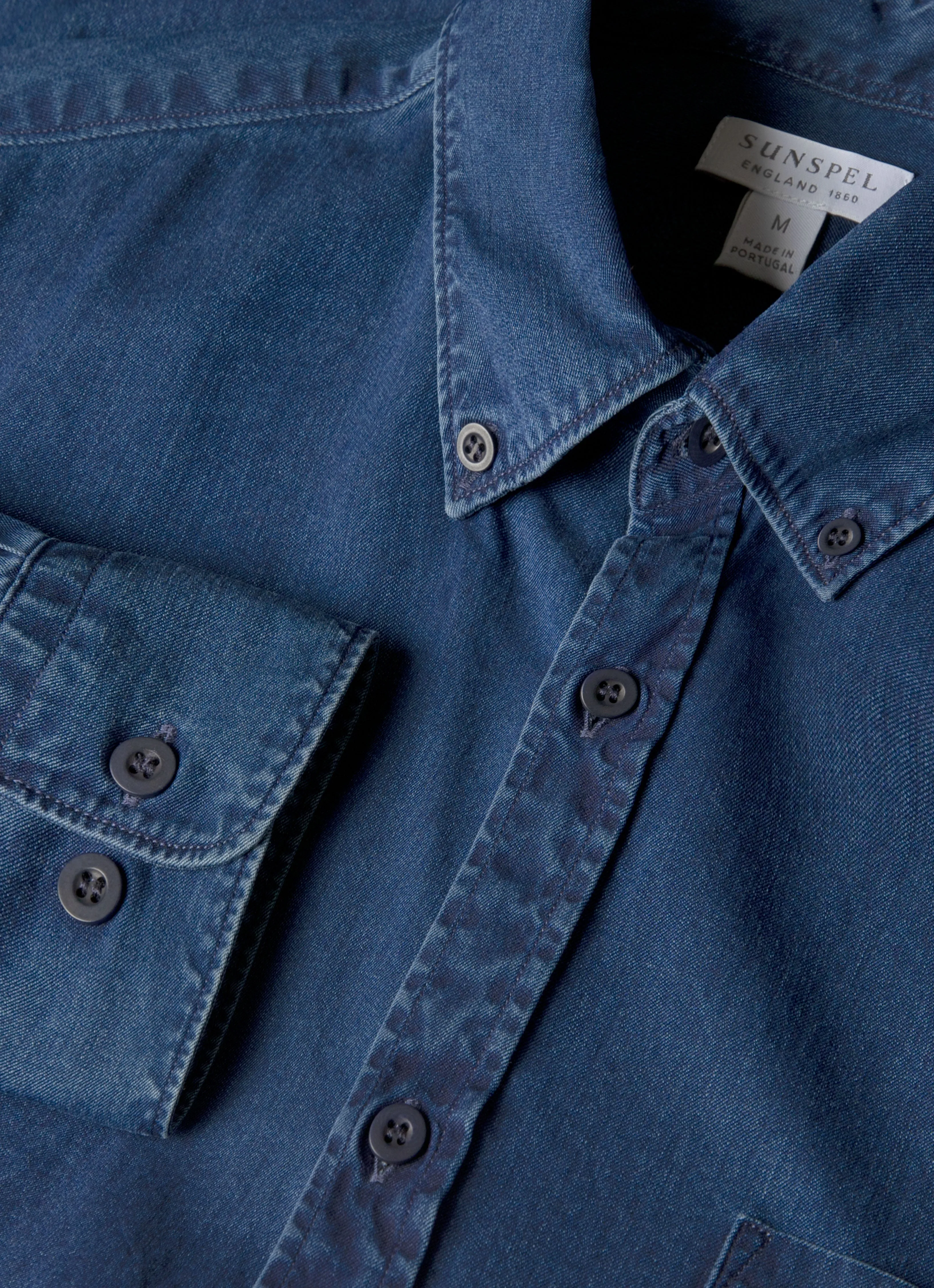 Men's Button Down Denim Shirt in Indigo Quick Dry Fit