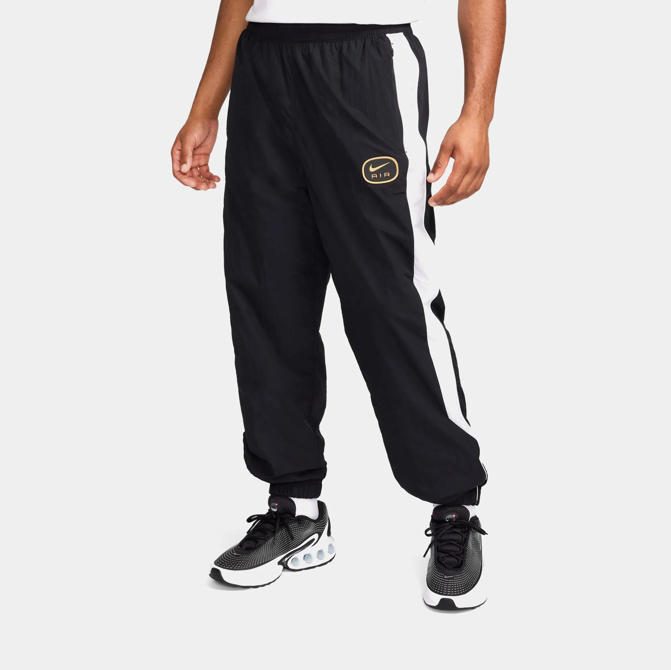 Stretchable Design Air Woven Joggers Mens Pants (Black/White)