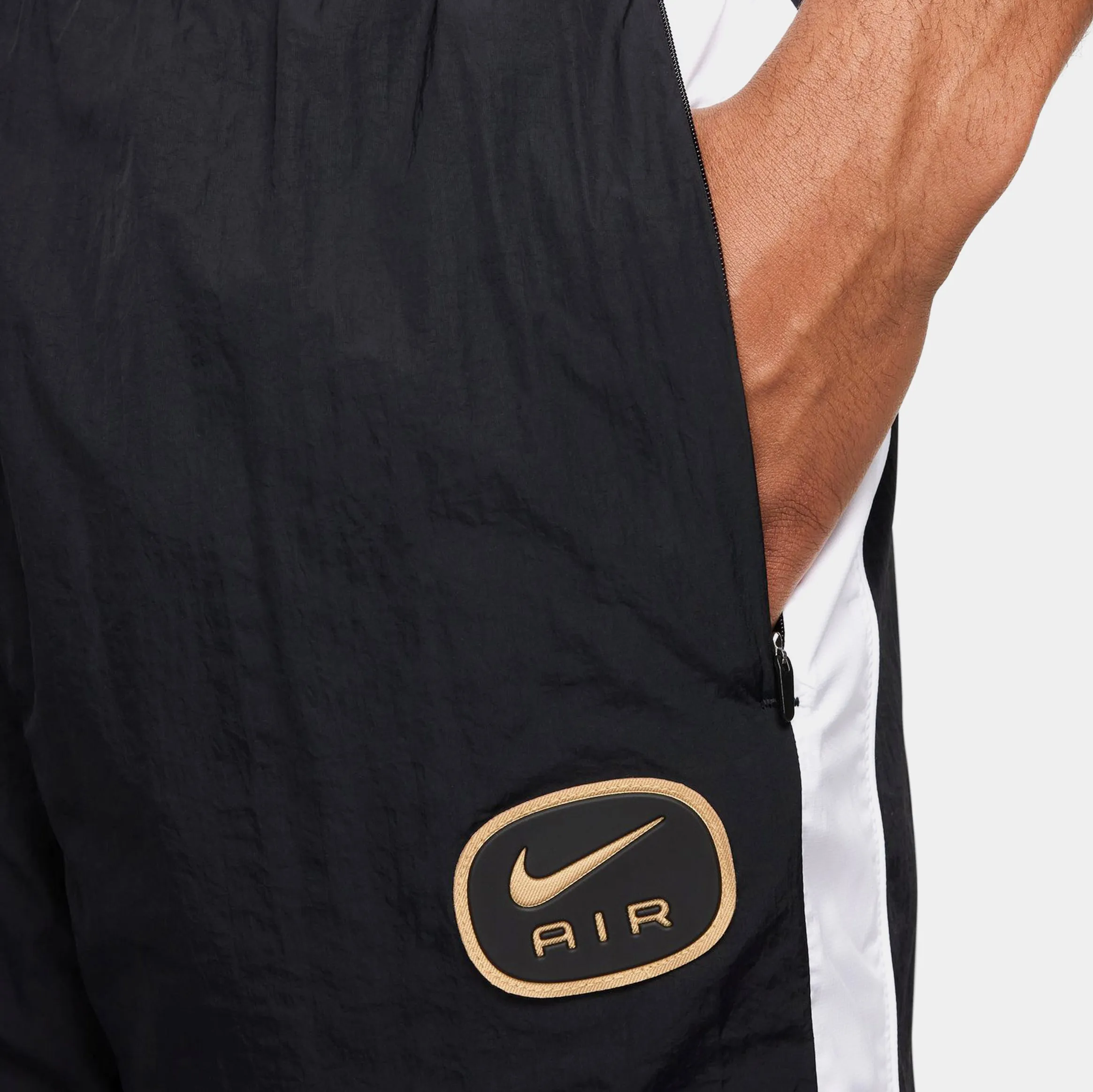 Comfy Wearable Multi Pocket System Air Woven Joggers Mens Pants (Black/White)