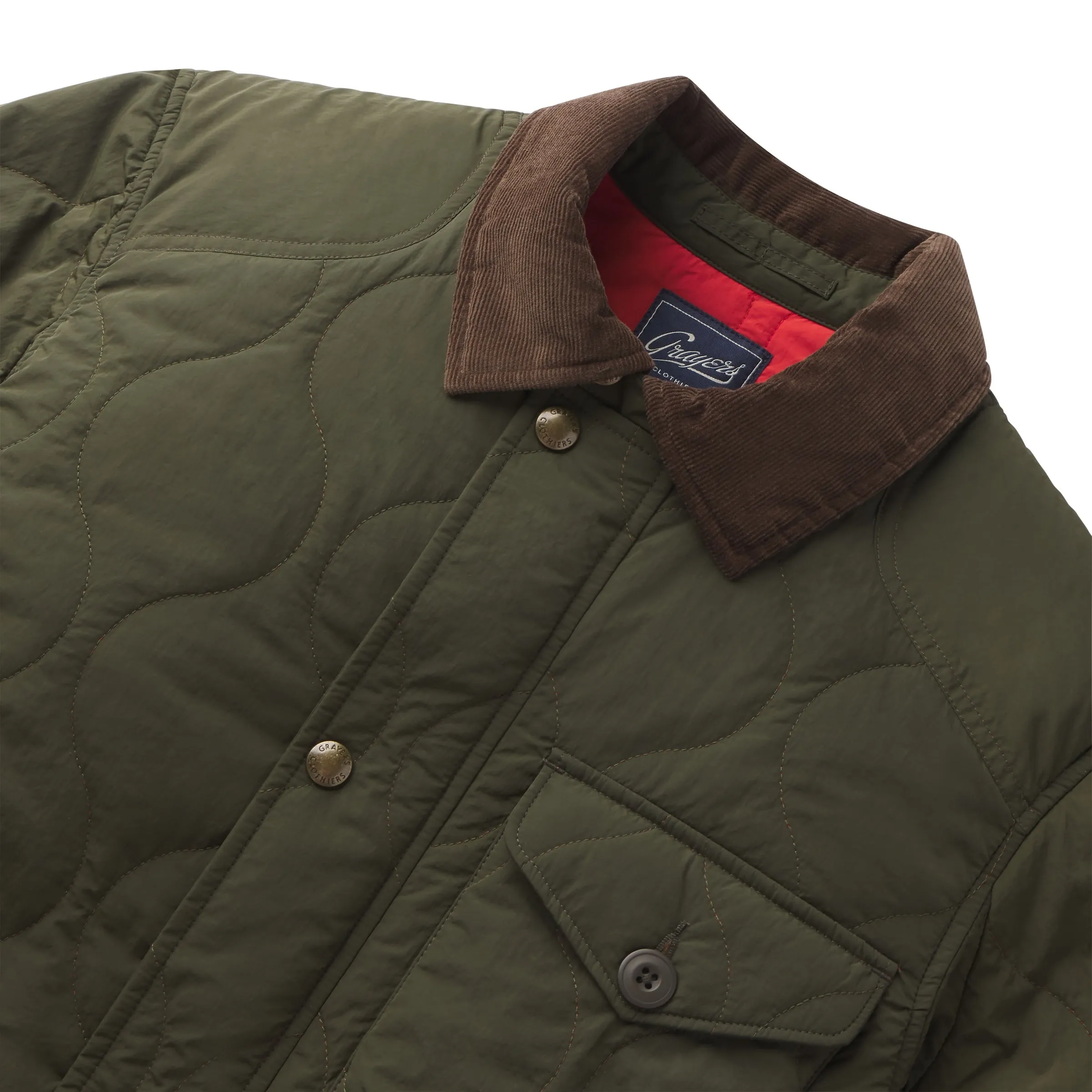 Andrew Lightweight Quilted Jacket - Olive Zipper Closure System
