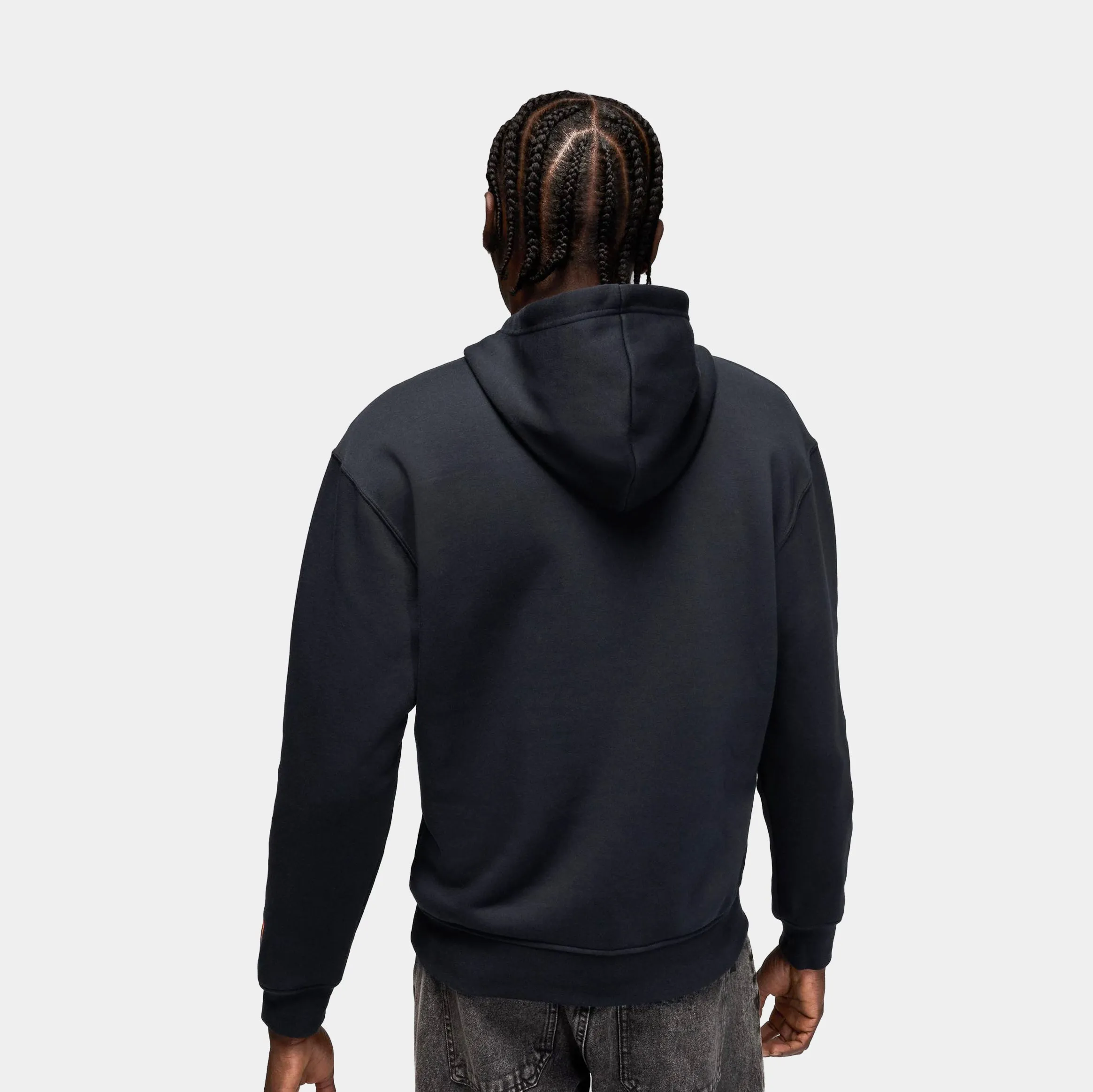 Classic Sporty AJ5 Fire Graphic Fleece Pullover Mens Hoodie (Black/Red)