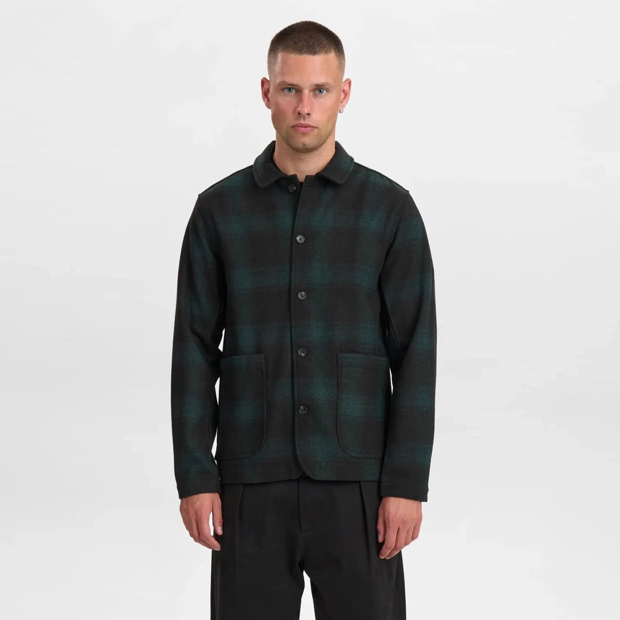 Akoscar Woolen Overshirt (Forest Night) Poly Blend