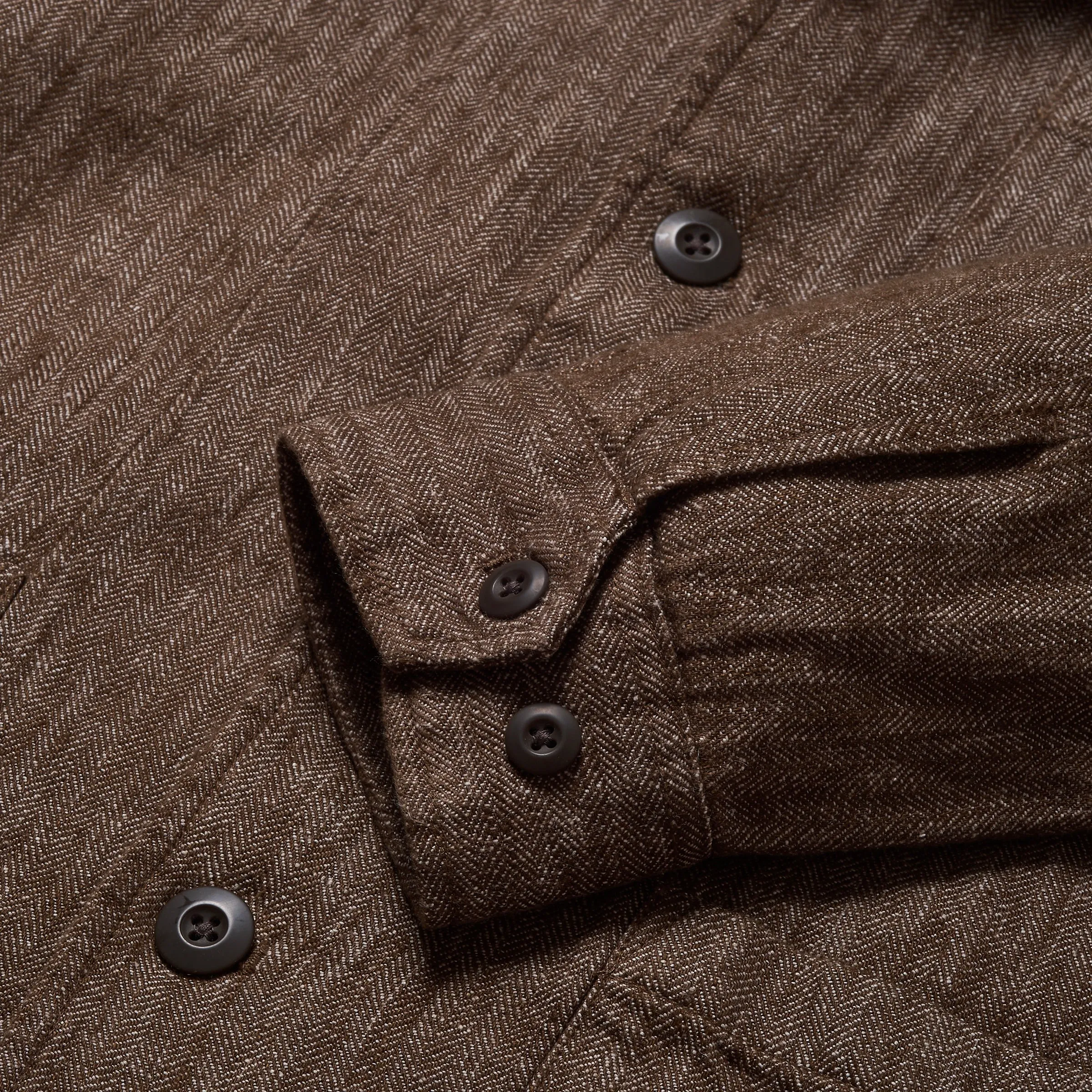 Albemarle Linen Industrial Jacket - Brown Herringbone Lightweight Windbreaker Tech Lightweight Design
