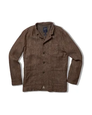 Albemarle Linen Industrial Jacket - Brown Herringbone UV Resistant Finish Taped Seams