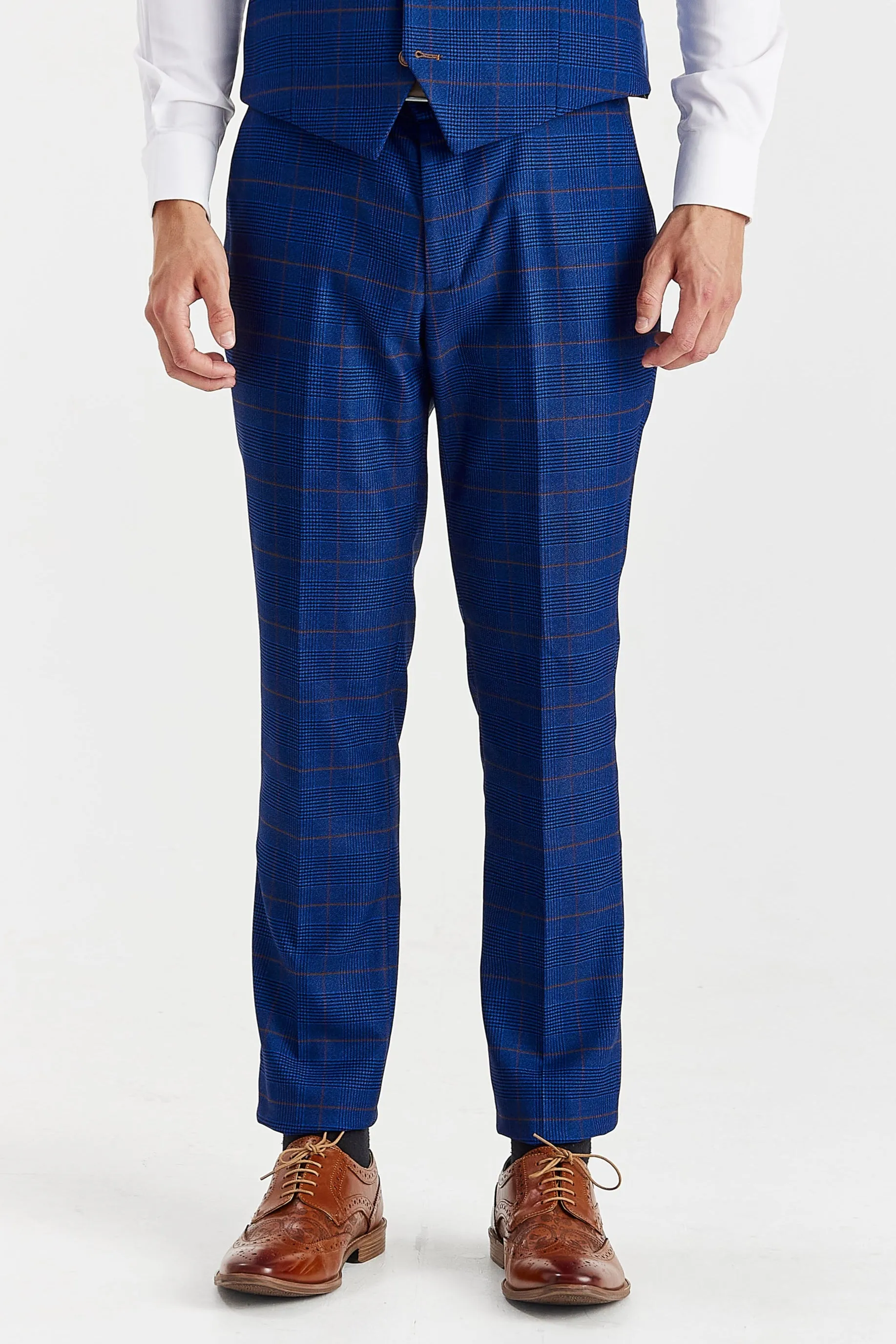 Breath Fit Alex - Navy Burgundy Check Trousers