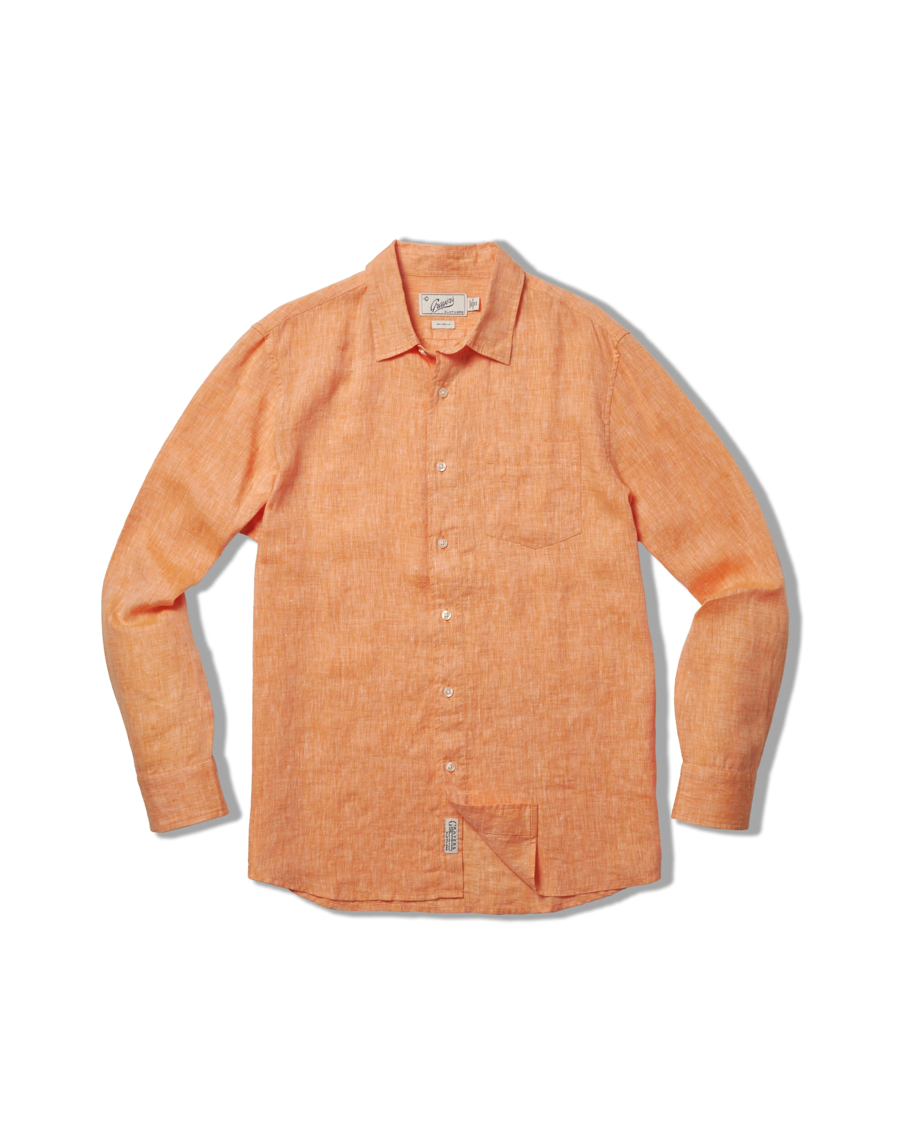 Versatile Trend Nantucket Yarn Dyed Linen Shirt - Orange