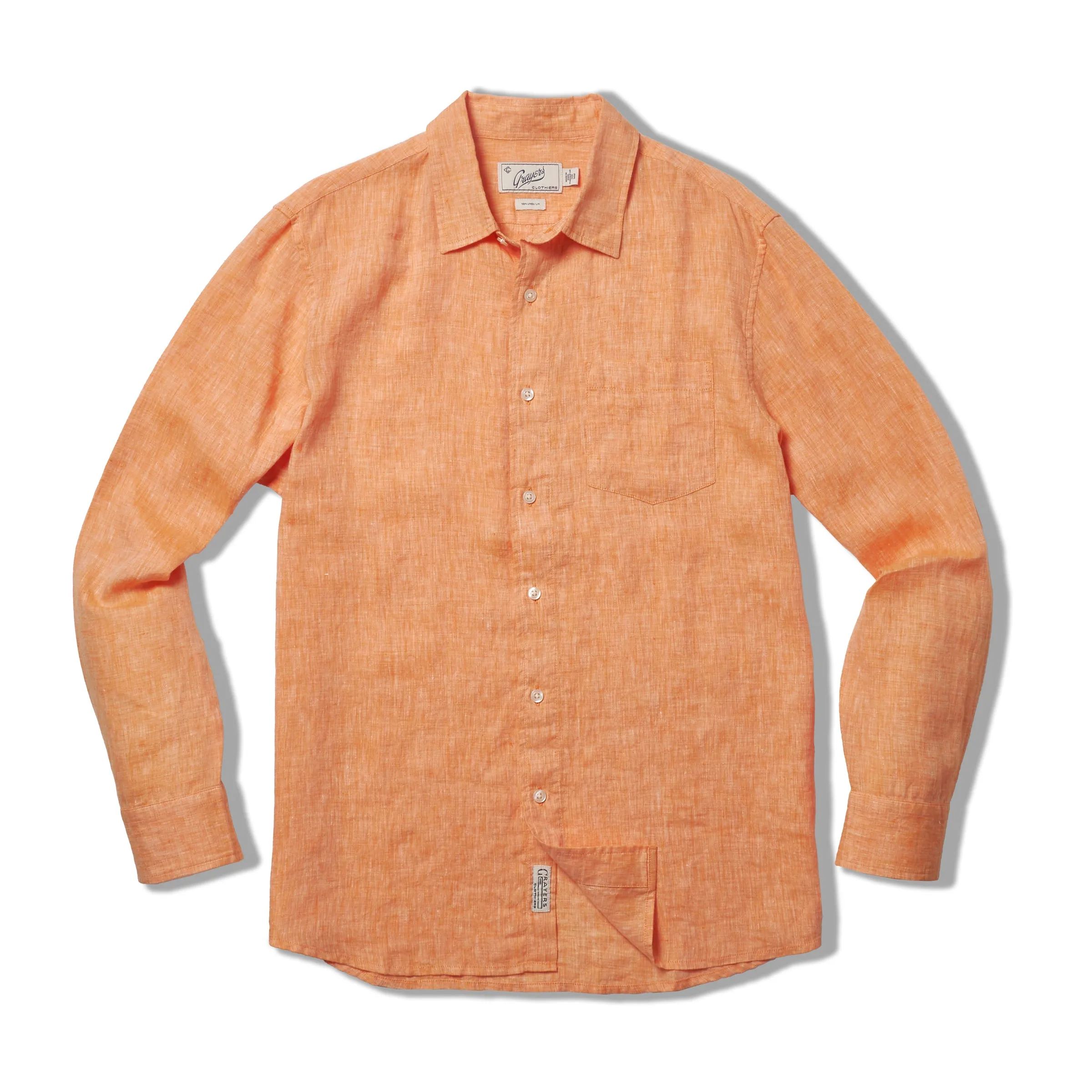 Nantucket Yarn Dyed Linen Shirt - Orange Floral Print Non Restrictive Cut