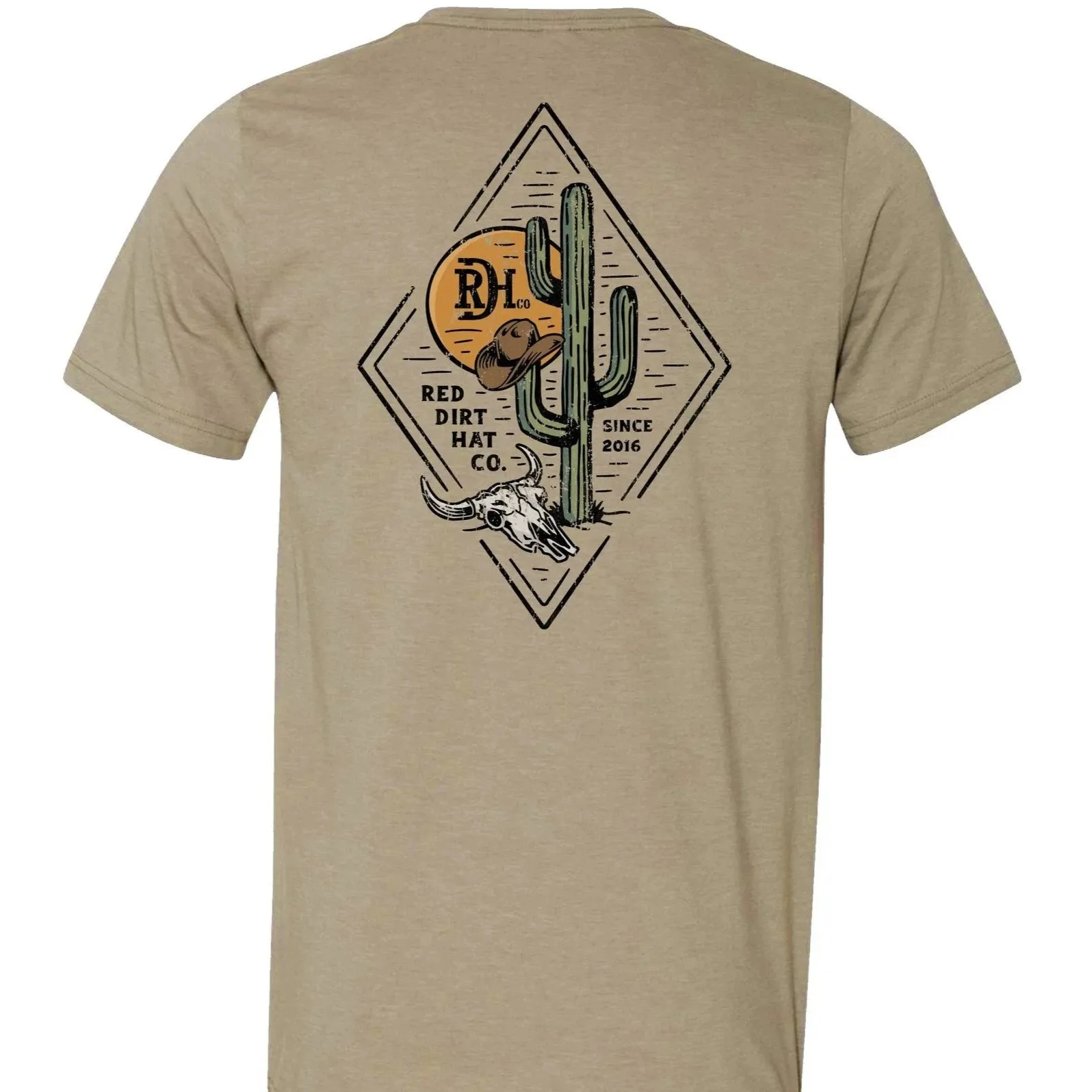 Red Dirt Hat Co. "Diamond Cactus" T-Shirt in Tan AllWeatherComfort