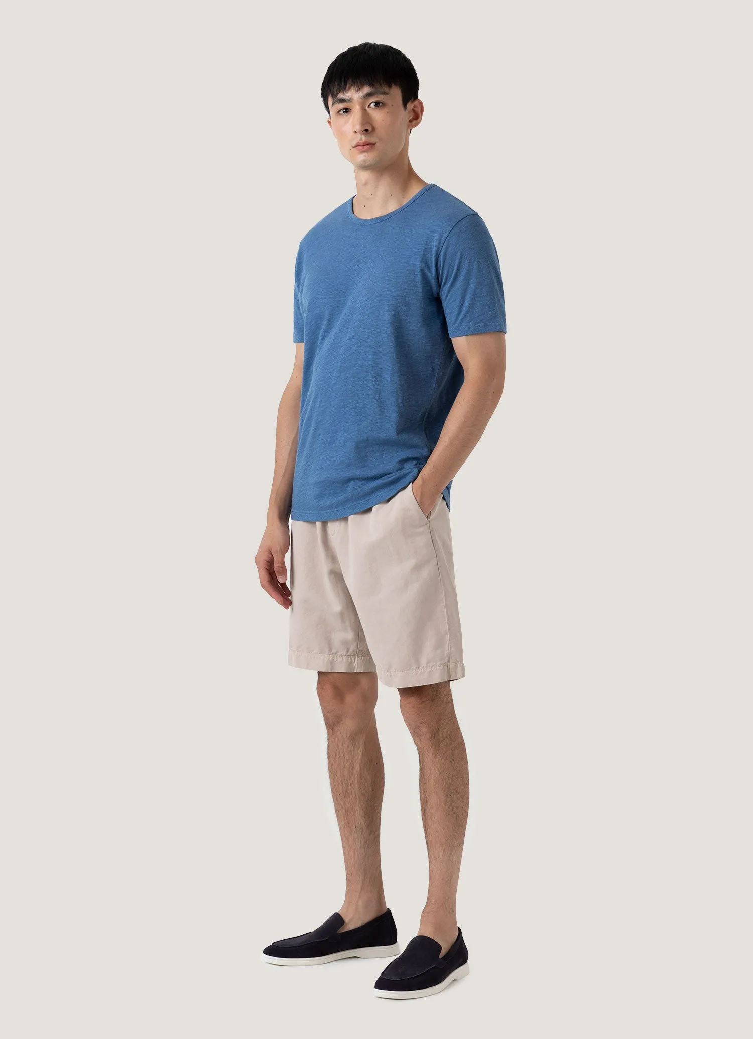 Men's Cotton Linen Drawstring Shorts in Light Sand Street Ready Sport Flex Fit