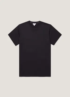 Men's Silk Cotton T-shirt in Black Soft Wear Solid color purity
