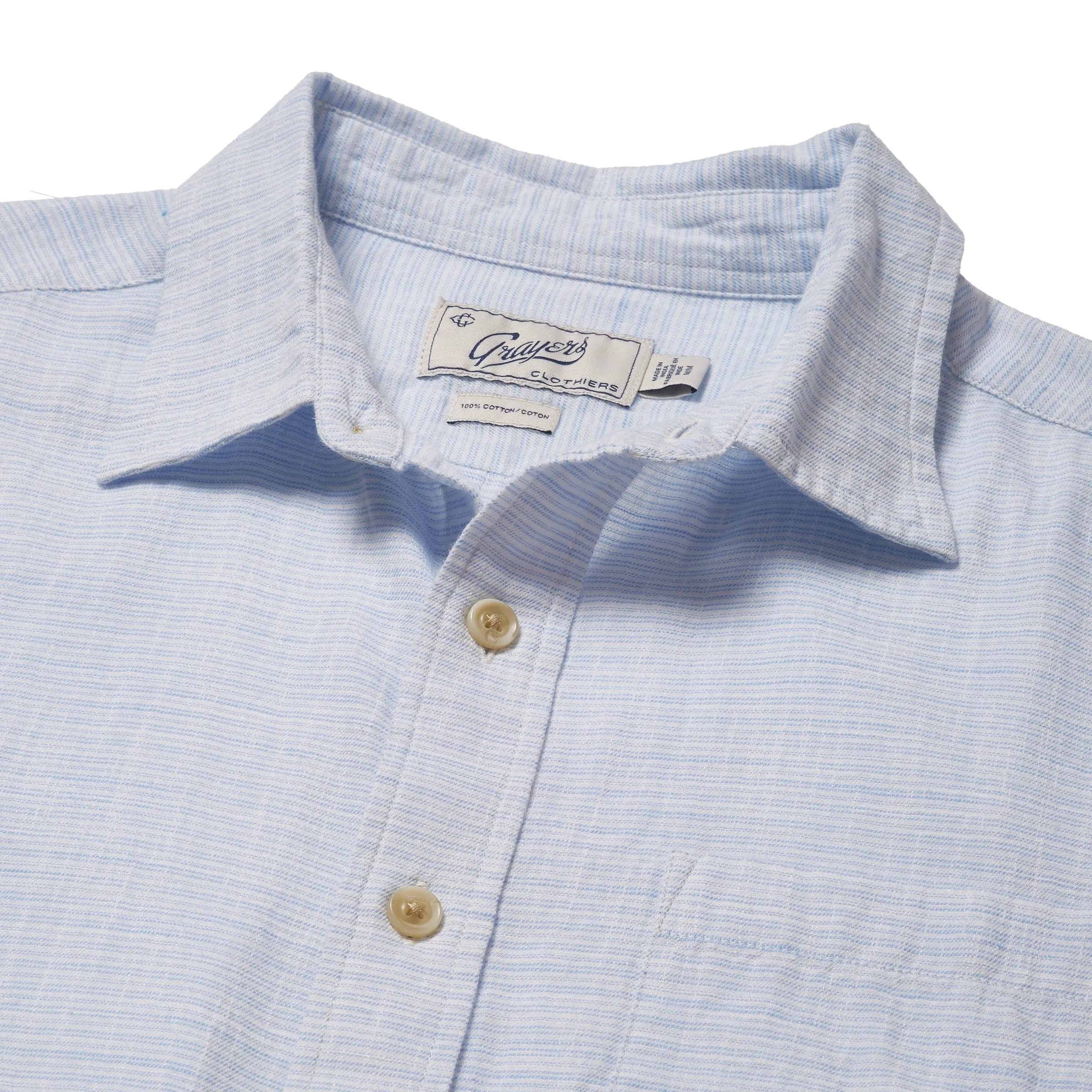 Seasonal Casual Street Casual Light Weight Power Loom Short Sleeve Shirt - Blue Stripe