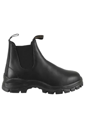 Ankle-High Black Leather Boots With Rubber Sole Urban Cool