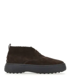 Ankle-High Brown Suede Shoes Control Step