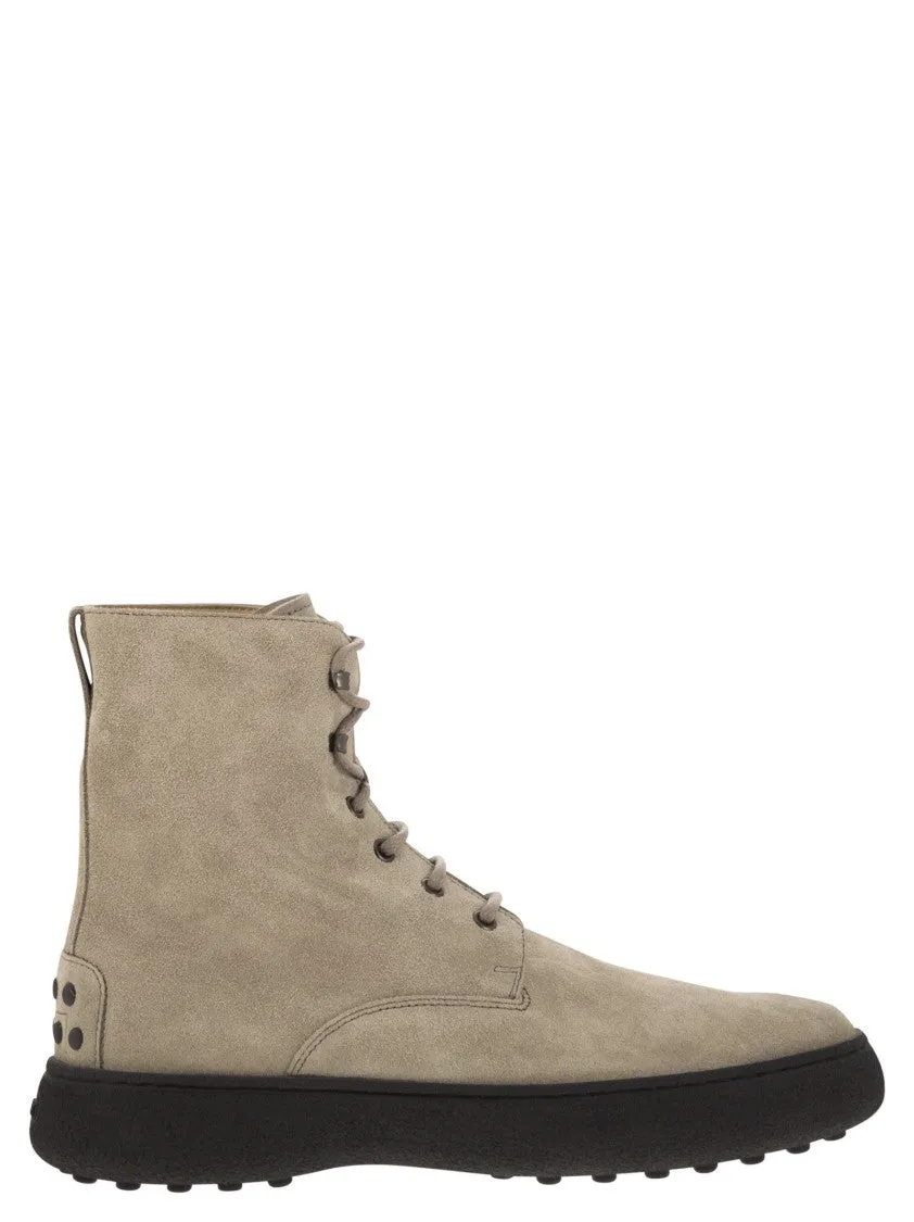 Ankle Suede Lace-Up Boot With Iconic Rubber Sole Client Meeting