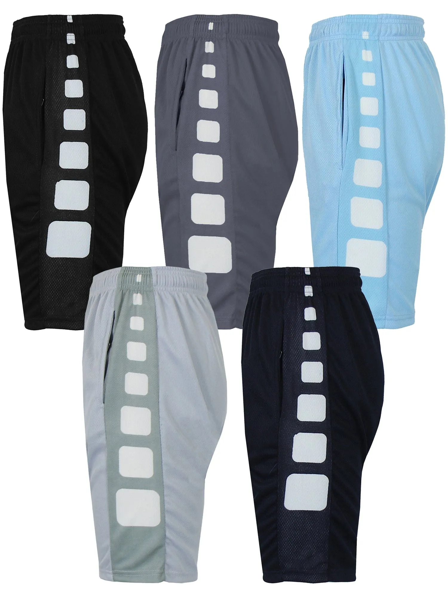 Core Fit [5 PACK] Men's Active Mesh Moisture Wicking Shorts with Side Design