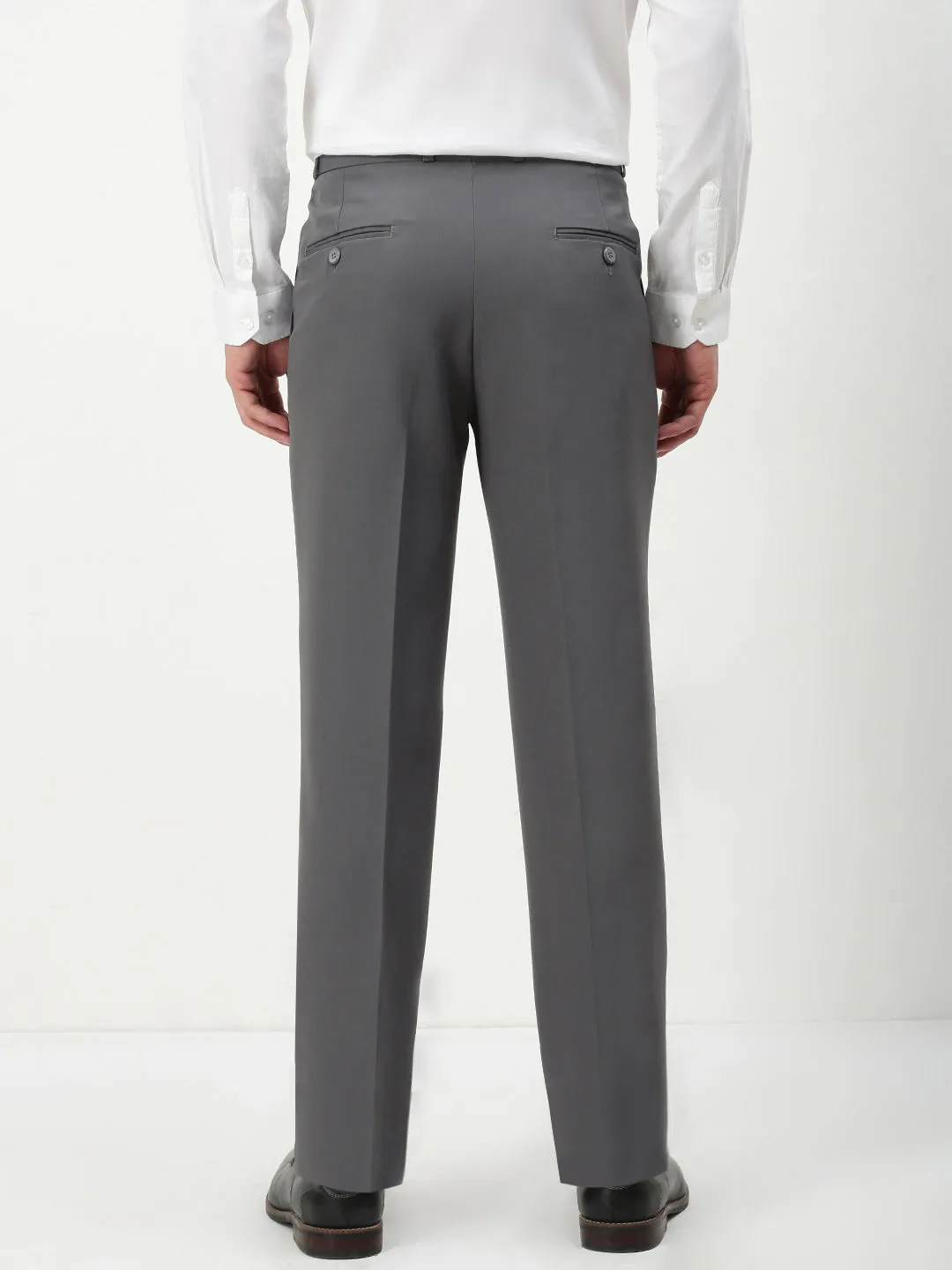 Men's Grey Solid Slim Fit Formal Trousers Workout-ready