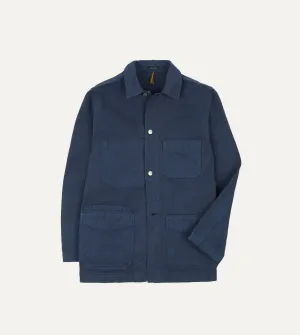 Navy Cotton Duck Canvas Five-Pocket Chore Jacket ConvertibleCollar