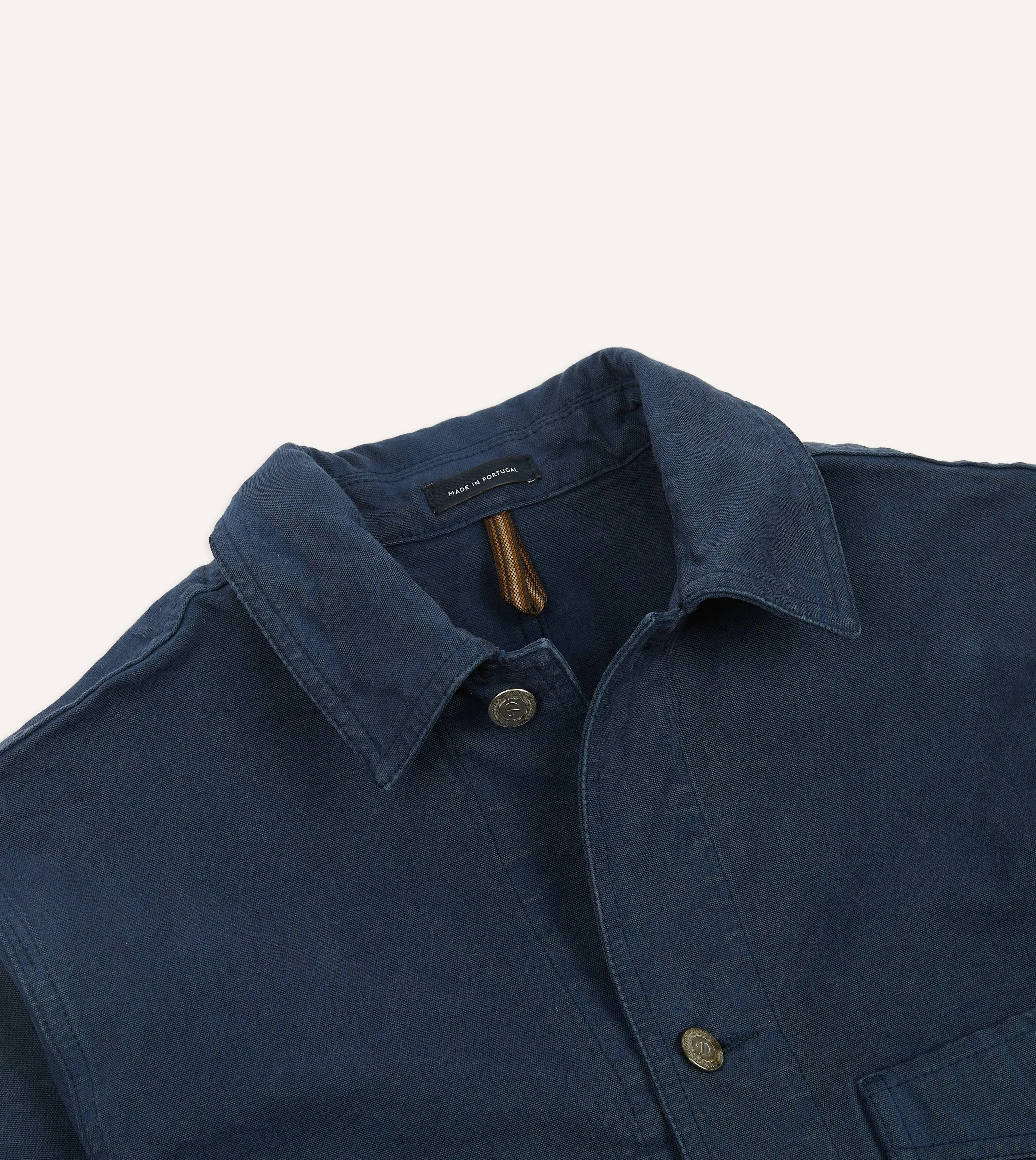 Reinforced Stitching Navy Cotton Duck Canvas Five-Pocket Chore Jacket