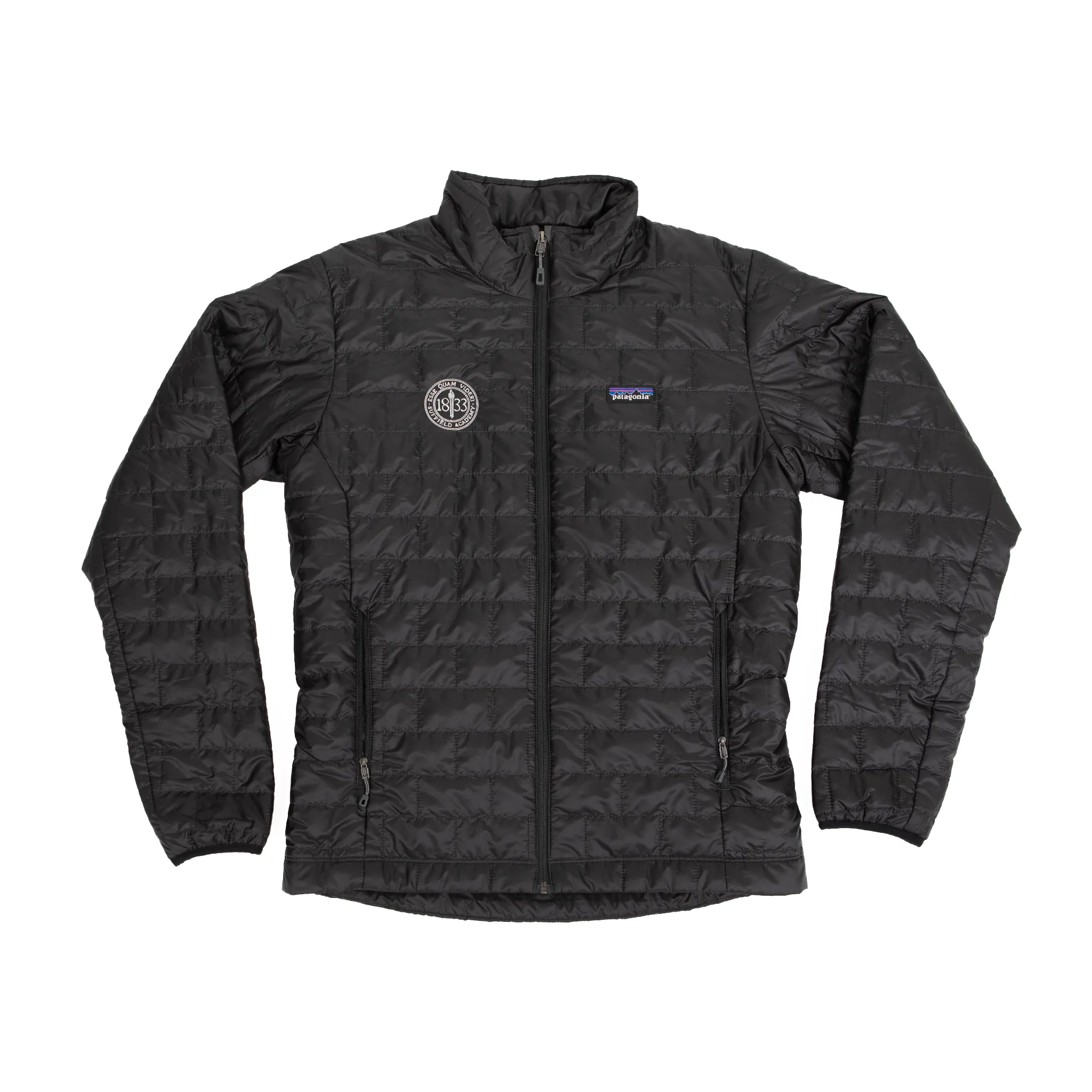 Zipper Closure System Patagonia Mens Black ( no hood) Nano Puff Jacket with silver white seal