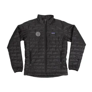 Patagonia Mens Black ( no hood) Nano Puff Jacket with silver white seal Layered Comfort Look FadeResistant Print