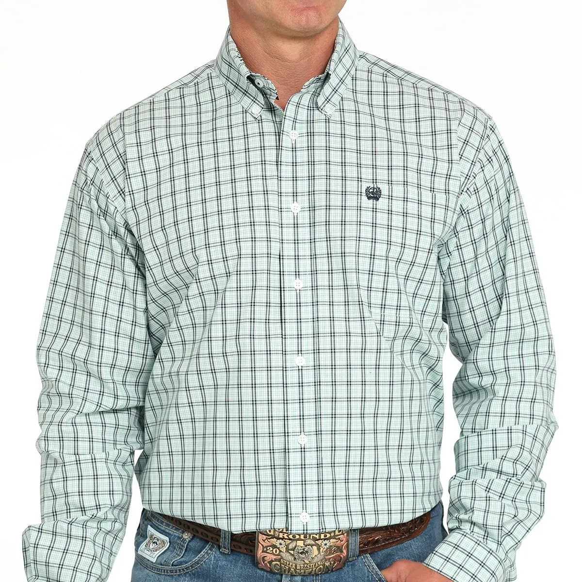 Quick-Drying Shirt Cinch Men's L/S Classic Fit Plaid Western Button Down Shirt in Turquoise