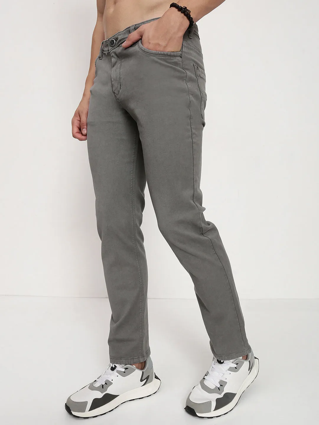 Night Out Neutral Textured Men's Grey Slim Fit Jeans