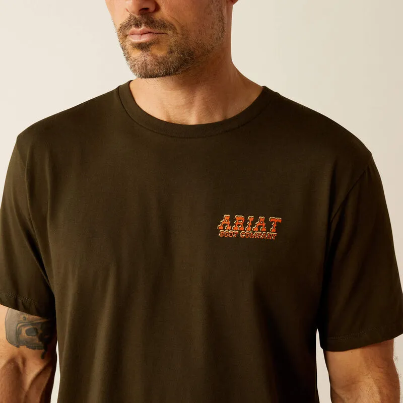Casual Look Wear Ariat Men's Armadillo On A Half Shell Logo Graphic T-Shirt in Dark Olive
