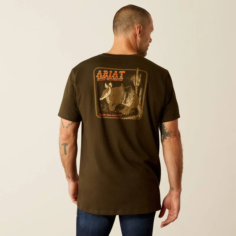 Smooth Seam Technology sale season Ariat Men's Armadillo On A Half Shell Logo Graphic T-Shirt in Dark Olive