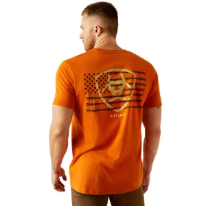 Slim fit sleekness Ariat Men's Barb Shield T-Shirt in Rust