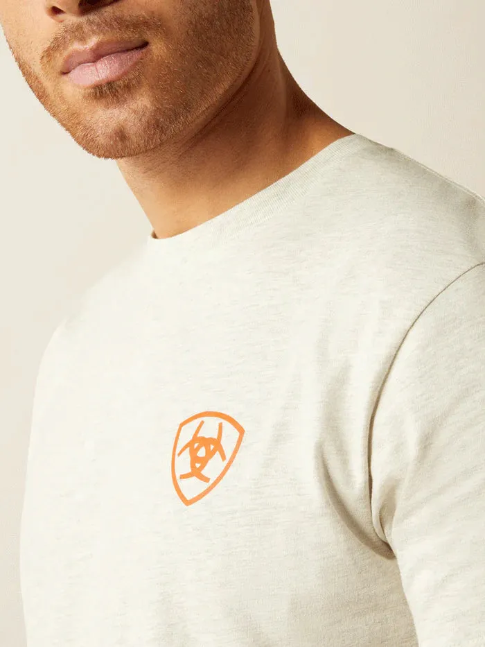 Seam Free Edging Comfortable Fit Wear Ariat Men's Bison Landscape Graphic T-Shirt in Oatmeal Heather