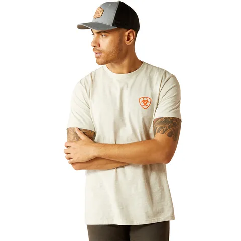 Ariat Men's Bison Landscape Graphic T-Shirt in Oatmeal Heather Floral Print