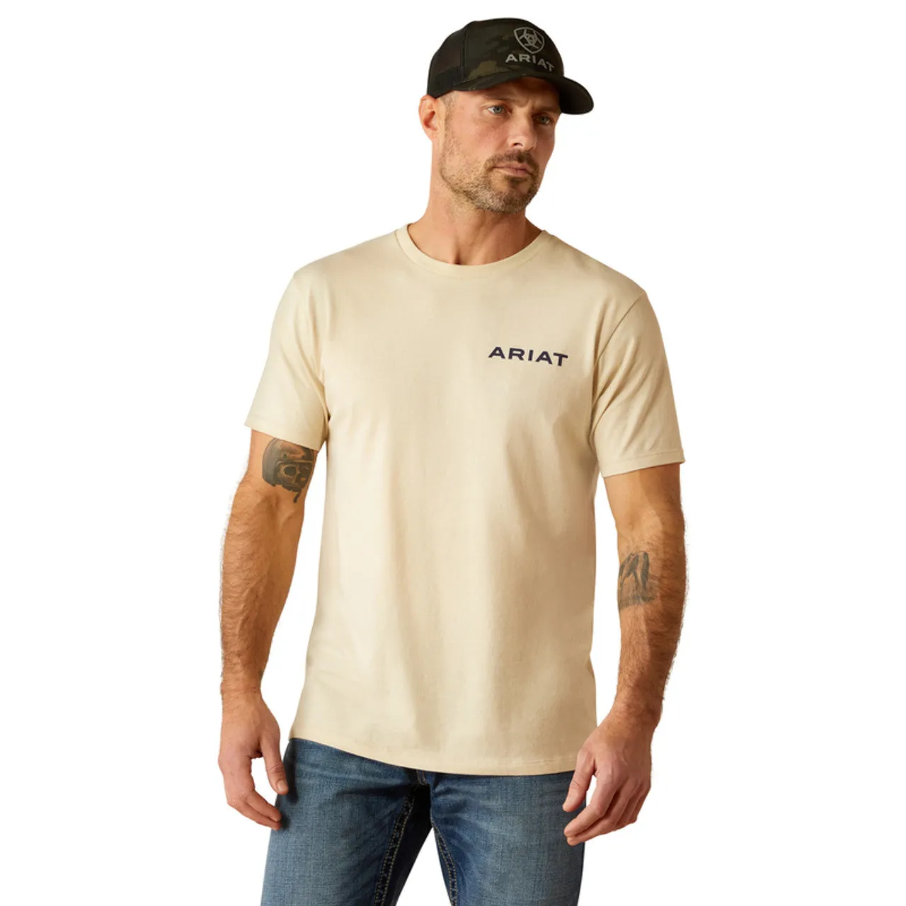 comfortable option hypoallergenic material Ariat Men's Bleached Bones Graphic T-Shirt in Natural