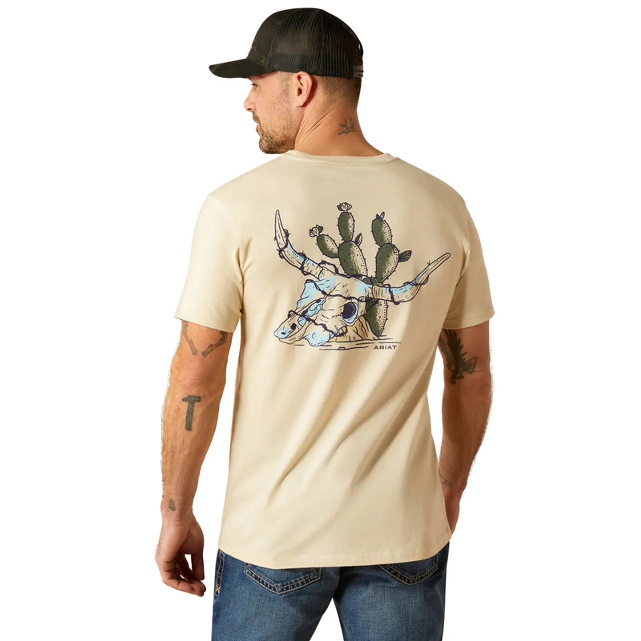 MicroPiqueKnit Plus Size Ariat Men's Bleached Bones Graphic T-Shirt in Natural